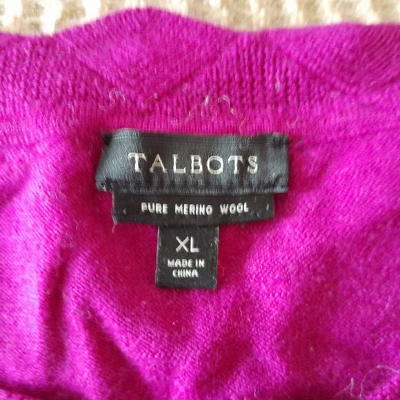 Talbots Perfect Merino Wool Sweater XL Fusia/Magenta - Picture 2 of 5